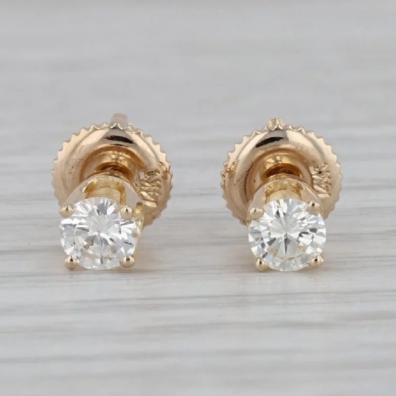 women's earrings with large hoop -0.42ctw Diamond Stud Earrings 14k Gold Screw Back Pierced Round Solitaires