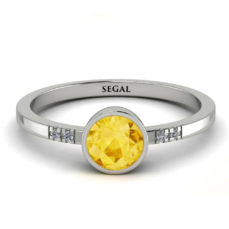 women's engagement rings with filigree band -Bezel Minimalist Citrine Ring - Kinsley No. 603