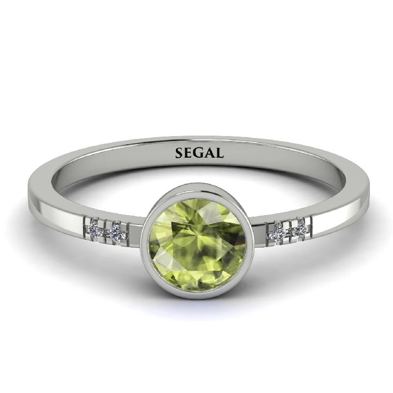 women's engagement rings with asymmetrical style -Bezel Minimalist Peridot Ring - Kinsley No. 703