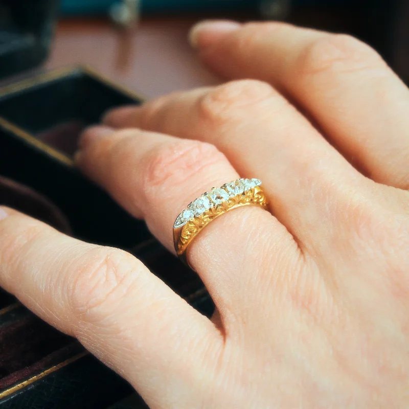 women's engagement rings with asymmetrical style -An Adorable Antique Edwardian Diamond Band Ring