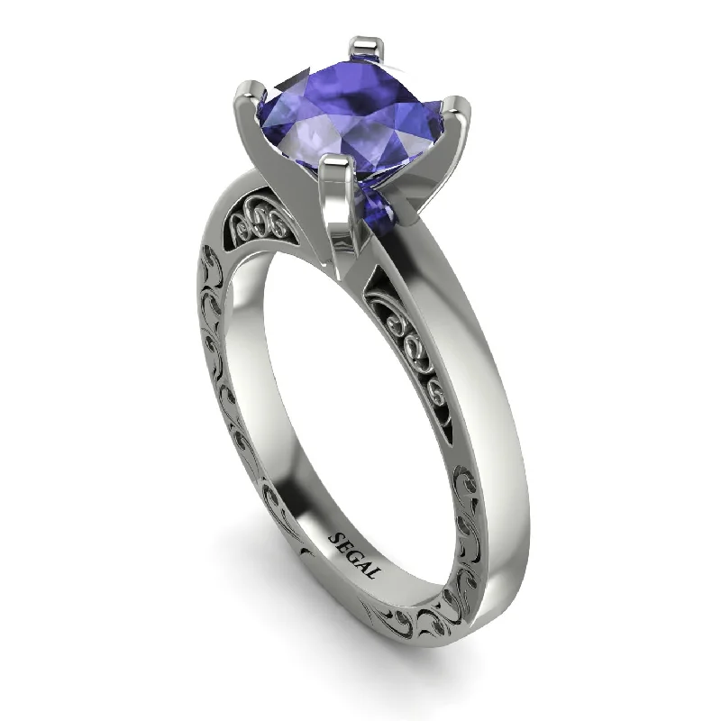 women's engagement rings with side diamond accents -Vintage Solitaire Tanzanite Ring - Vera No. 203