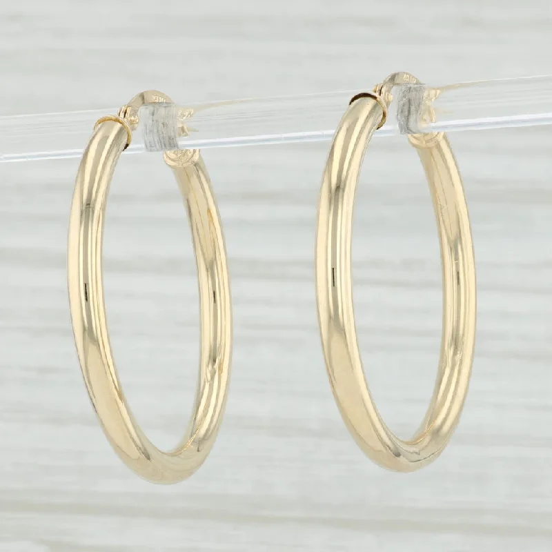 women's earrings with hammered finish -New Round Hoop Earrings 14k Yellow Gold 3 x 32mm Pierced Hoops