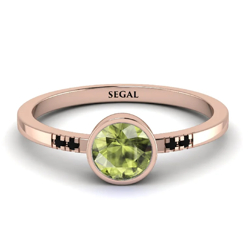 women's engagement rings with custom engraving -Bezel Minimalist Peridot Ring - Kinsley No. 705