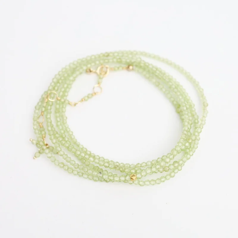 women's necklaces with chunky look -Peridot Wrap Bracelet & Necklace with 18k Gold Hex Bead