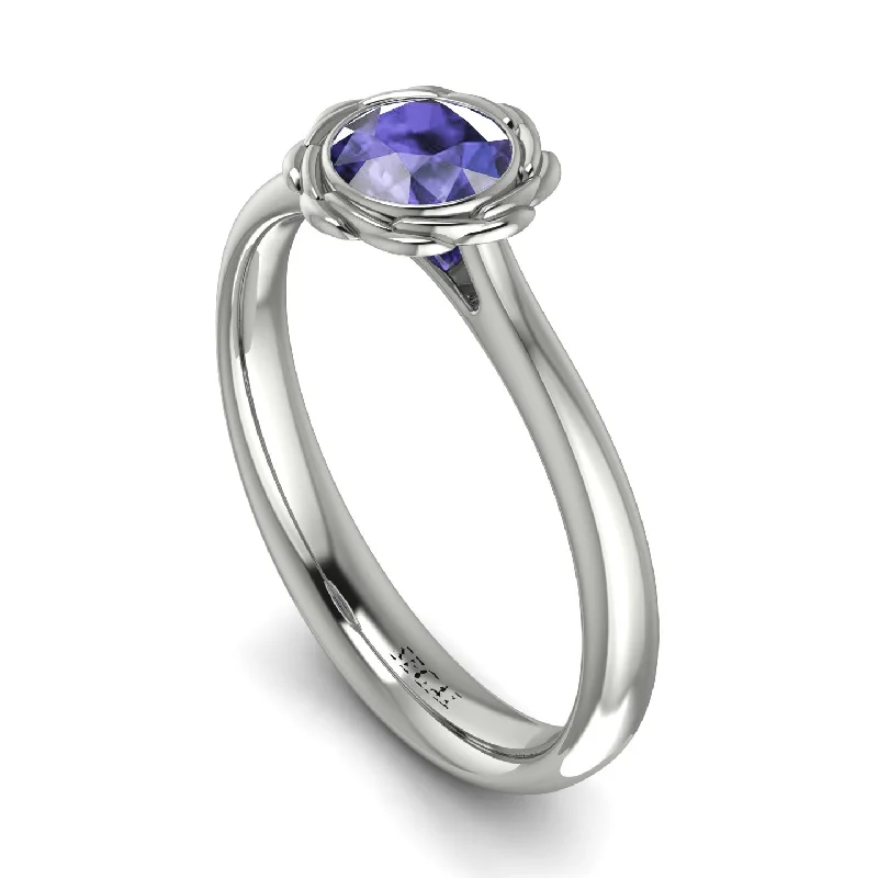 women's engagement rings with platinum band -Solitaire Minimalist Tanzanite Ring - Eden No. 203