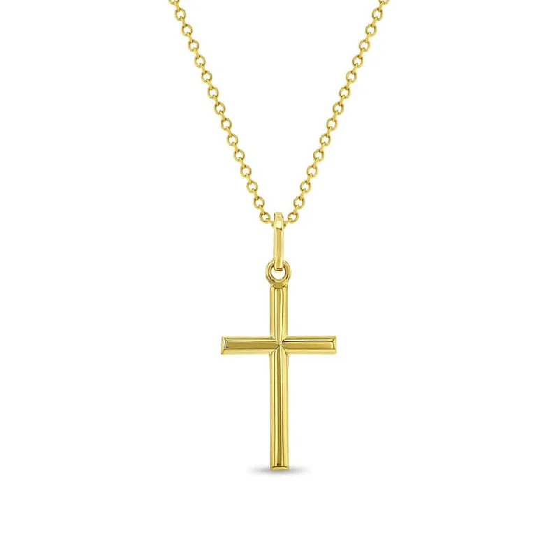 women's necklaces with mixed metals -14k Classic Stick Cross Baby Pendant Necklace