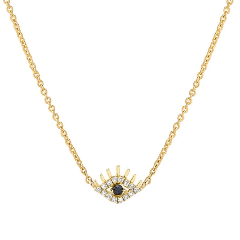 women's necklaces with vintage style -14k Petite Evil Eye With Lashes Necklace