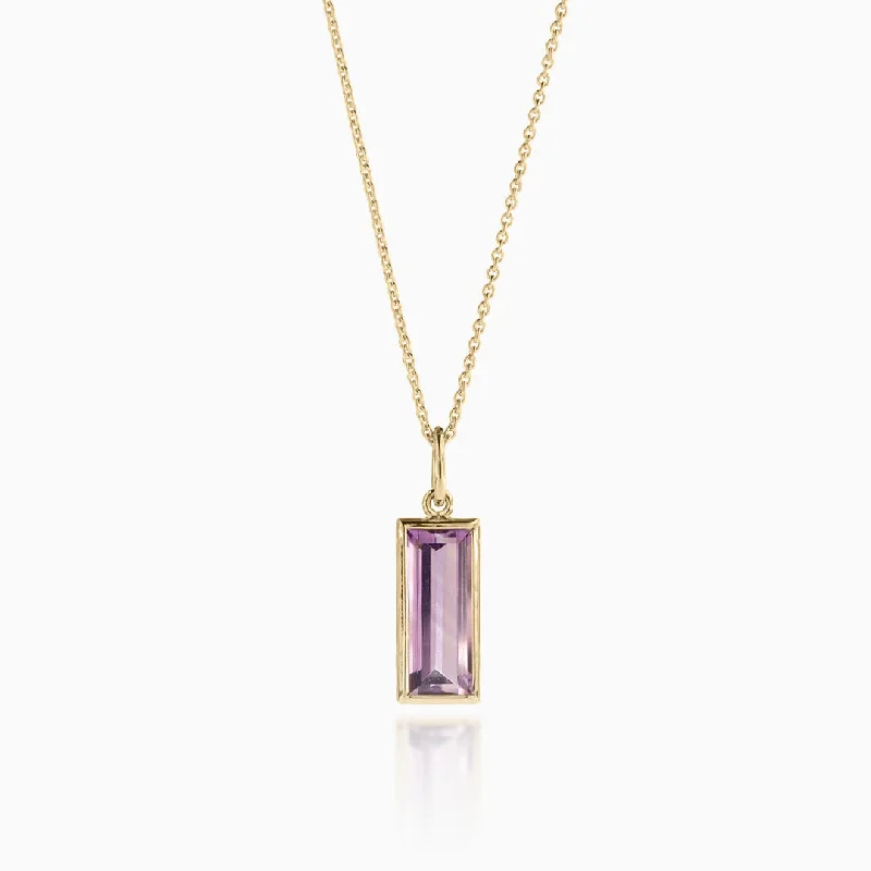 women's necklaces with statement diamonds -Baguette Gemstone Pendant Necklace