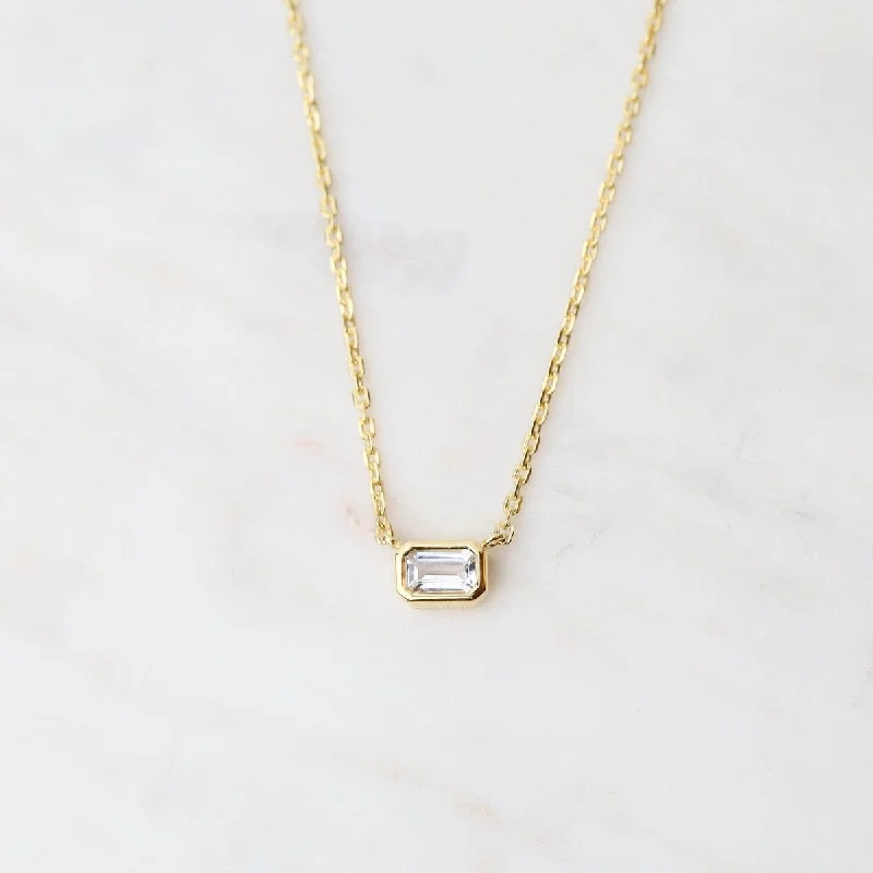 women's necklaces with subtle sparkle -Octagon White Topaz Necklace - Gold Vermeil