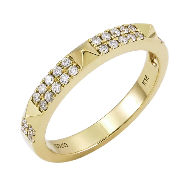 women's engagement rings with black diamond -18k Gold & Diamond Studded Stackable Ring