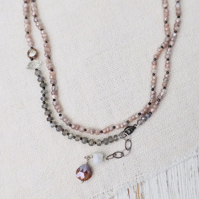 women's necklaces with opal -Pink Moonstone Necklace