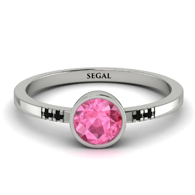 women's engagement rings with rose-cut diamond -Bezel Minimalist Pink Moissanite Ring - Kinsley No. 806