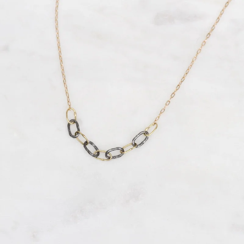 women's necklaces with pearl -Two tone Baby Bowline Segment Necklace