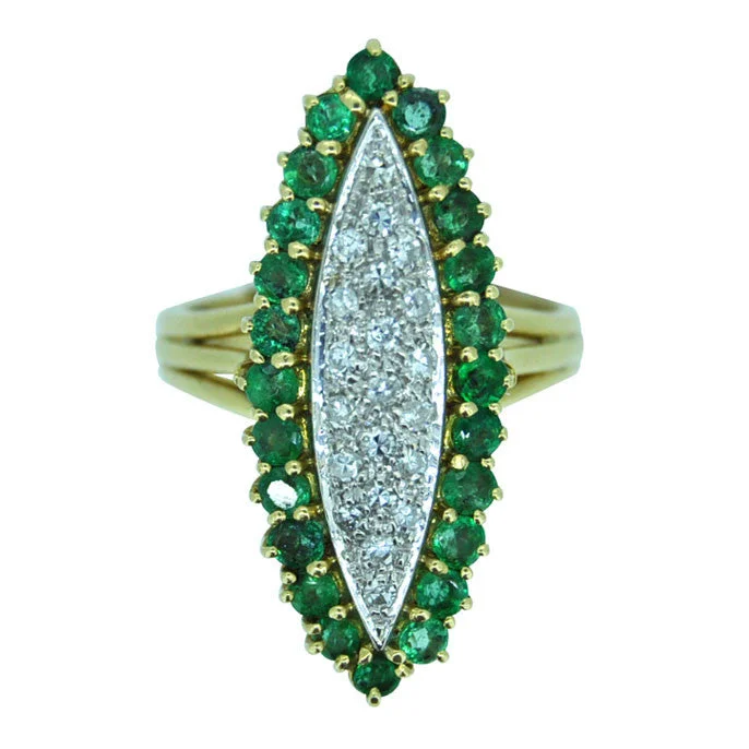 women's engagement rings with four-prong setting -Diamond & Emerald Ring