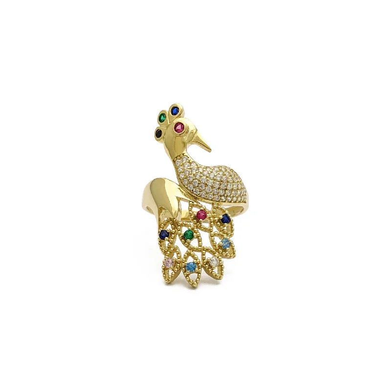 women's rings with stacking design -Peafowl Ring (14K)