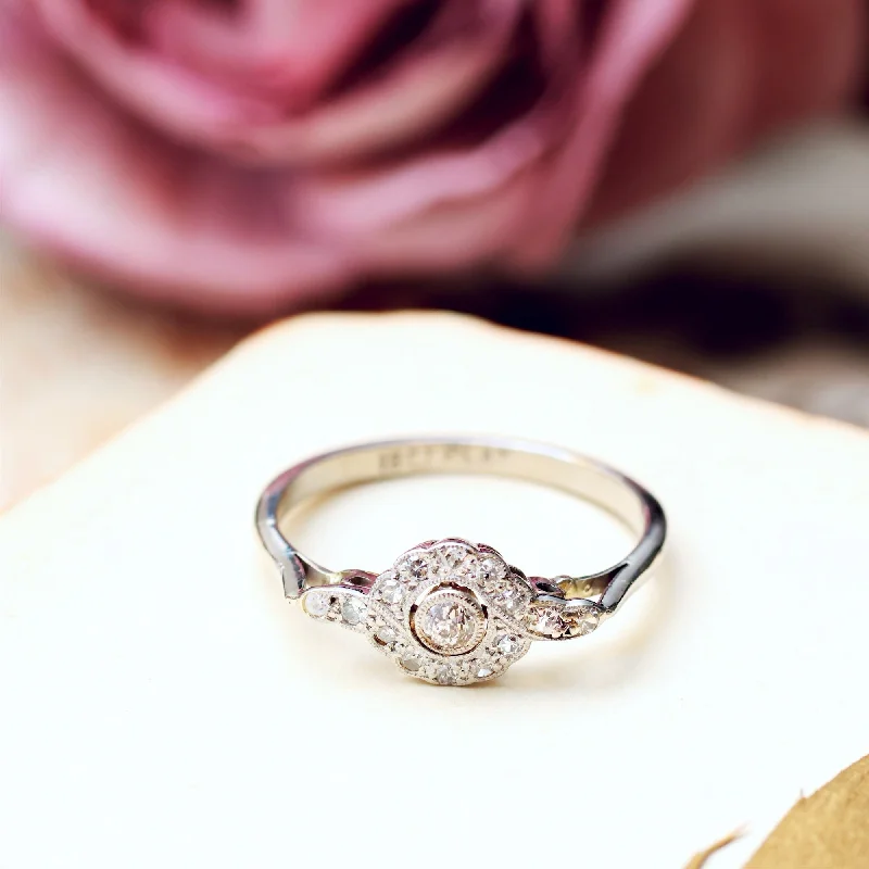 women's engagement rings with round diamond -Vintage Darling! Diamond Daisy Cluster Ring