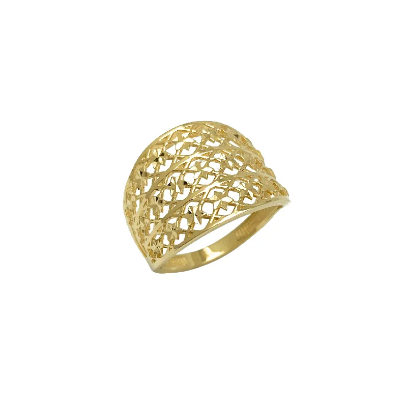 women's rings with yellow gold band -Starry Sky Lattice Ring (14K)