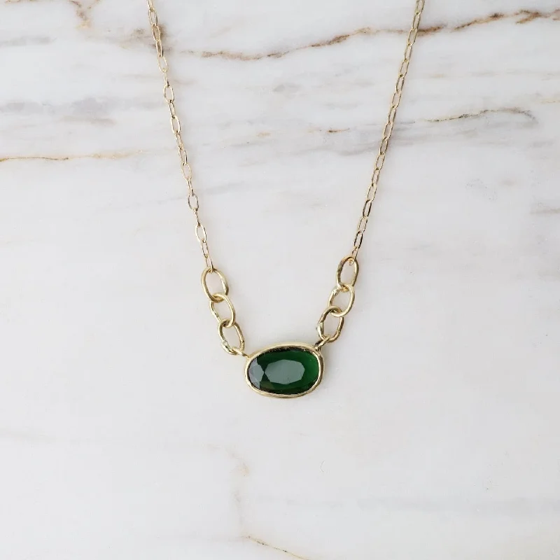 women's necklaces with twisted rope chain -Free Form Rose Cut Green Tourmaline Necklace