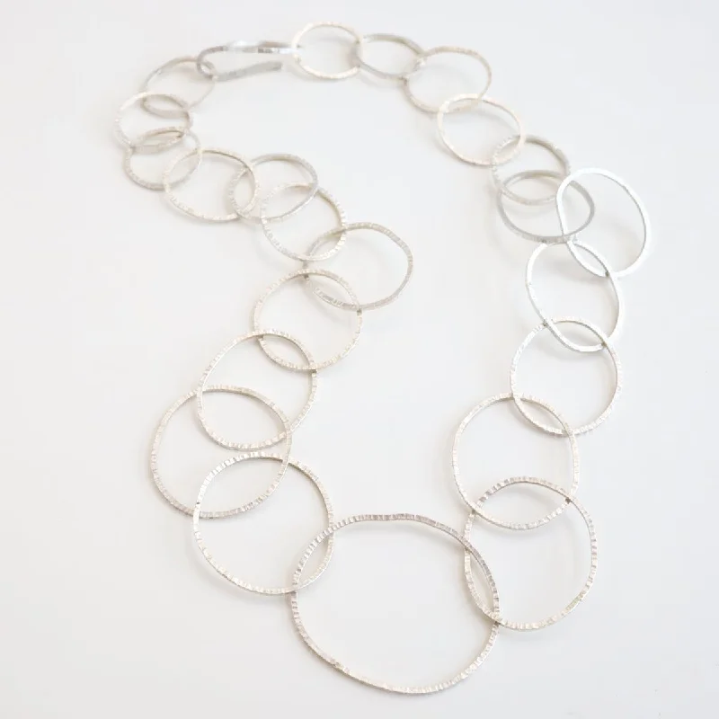 women's necklaces with unique gemstone -Sterling Silver Handmade Oval Chain Necklace