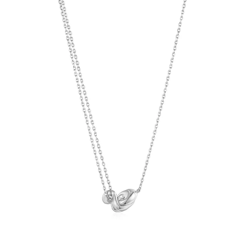 women's necklaces with adjustable clasp -Silver Twisted Wave Mini Pendant Necklace