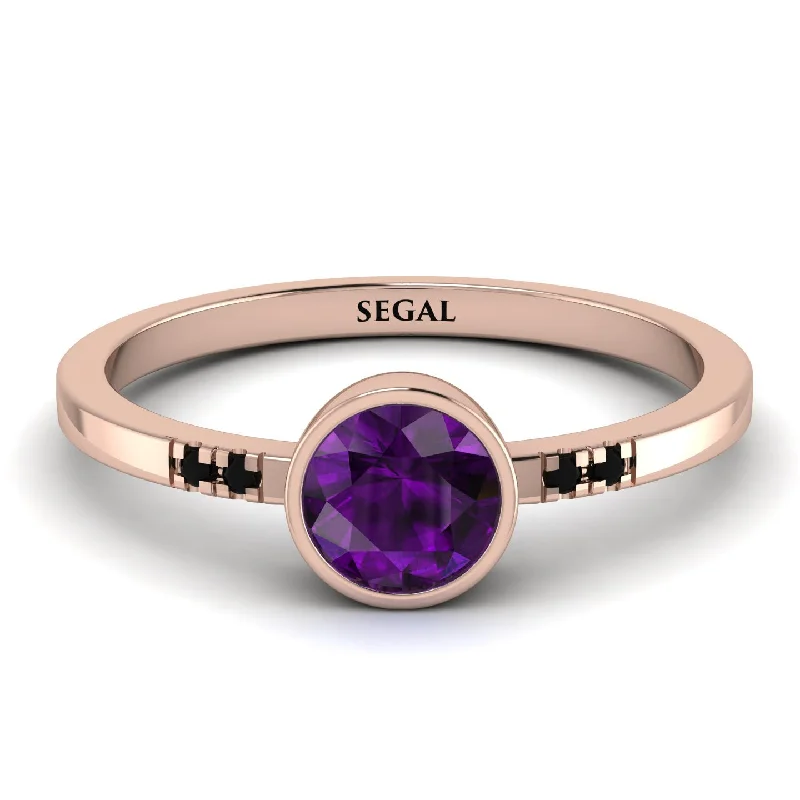 women's engagement rings with cathedral design -Bezel Minimalist Amethyst Ring - Kinsley No. 305