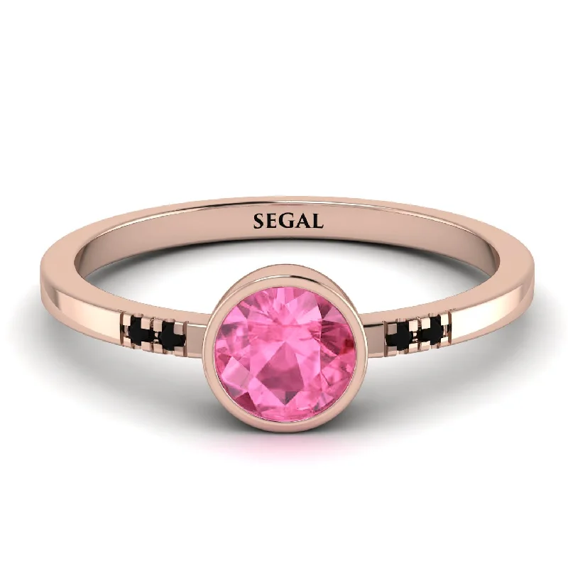 women's engagement rings with emerald-cut diamond -Bezel Minimalist Pink Moissanite Ring - Kinsley No. 805