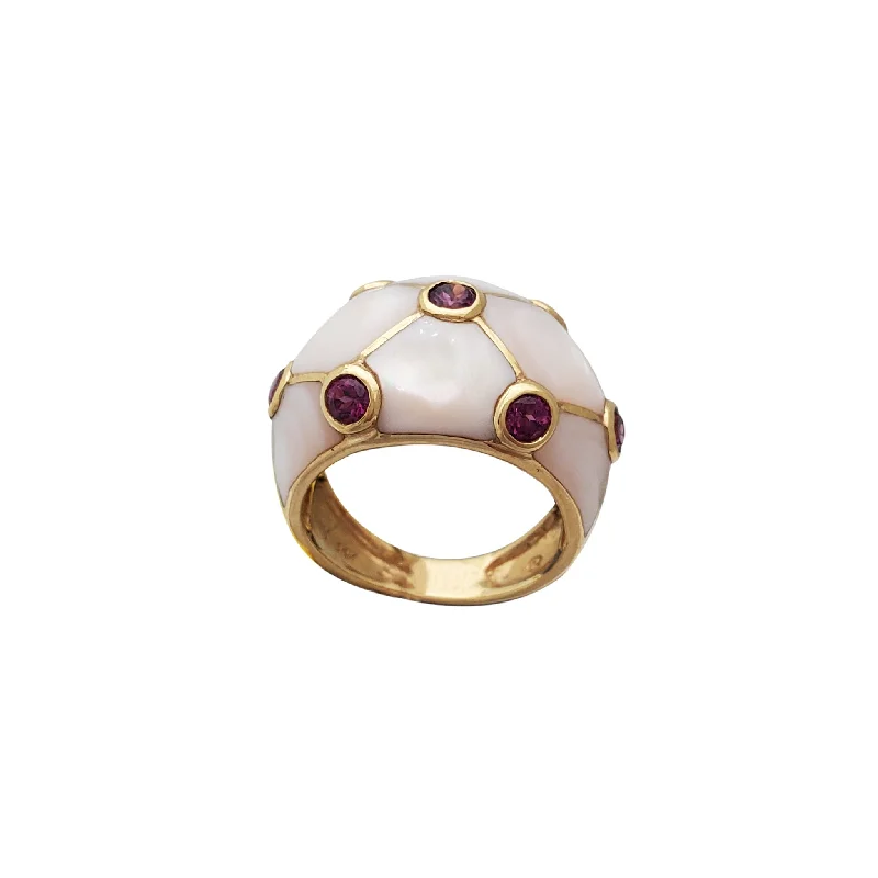 women's rings with fine craftsmanship -Mother of Pearl & Amethyst Ring (14K)