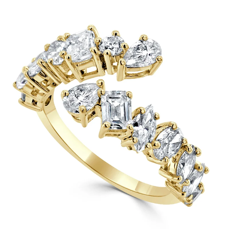 women's engagement rings with delicate band -14k Gold & Fancy-Shape Diamond Wrap Ring