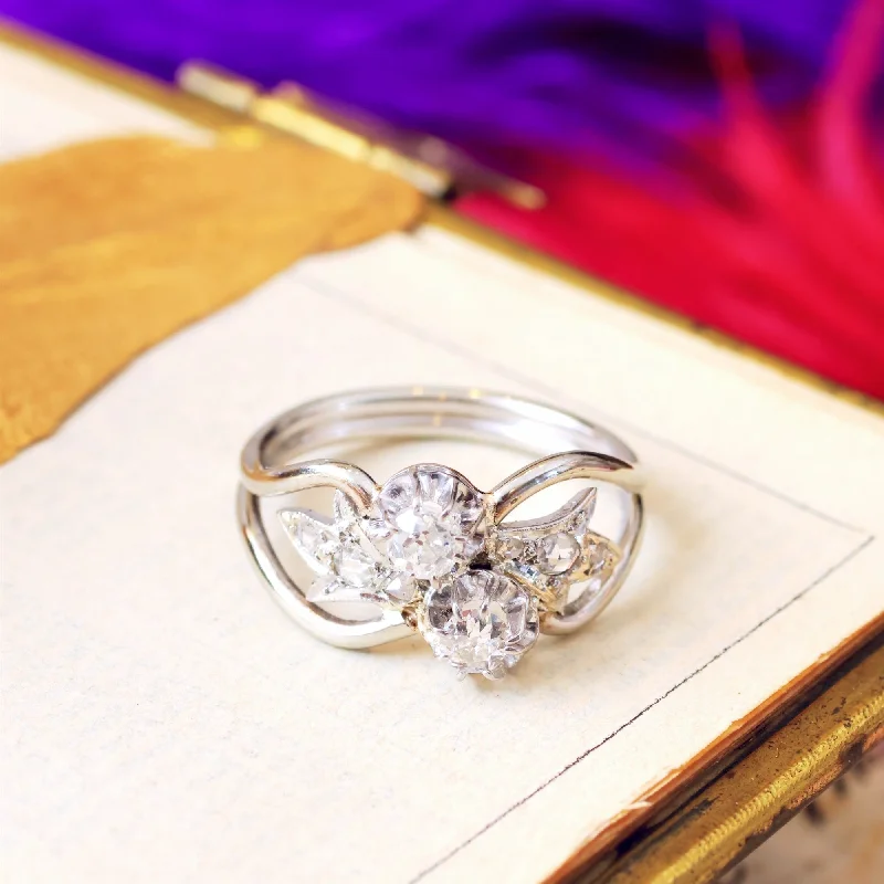 women's engagement rings with floral design -Vintage 'Toi et Moi' Diamond Crossover Ring