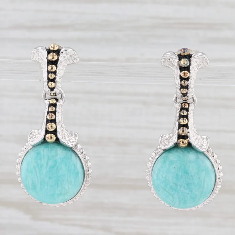 women's earrings with matching necklace set -New Amazonite Drop Earrings 14k Gold Sterling Silver Green Stone Dangle