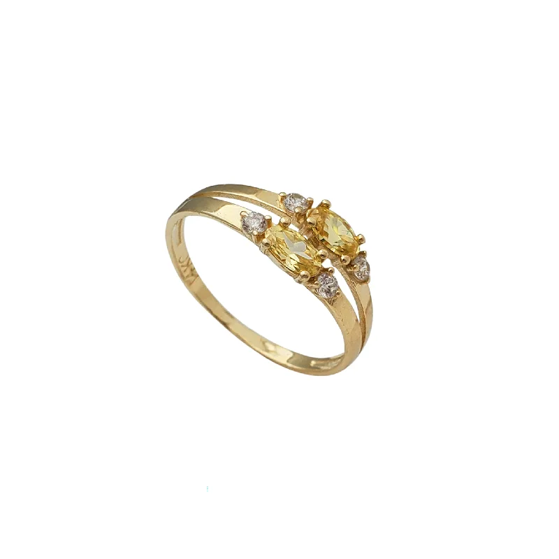 women's rings with color gemstone center -Zirconia Yellow Marquise Lady Ring (14K)