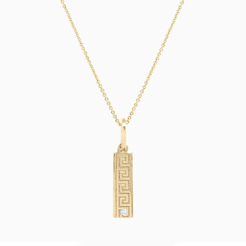 women's necklaces with statement gemstone -Greek Key Gold Pendant Necklace