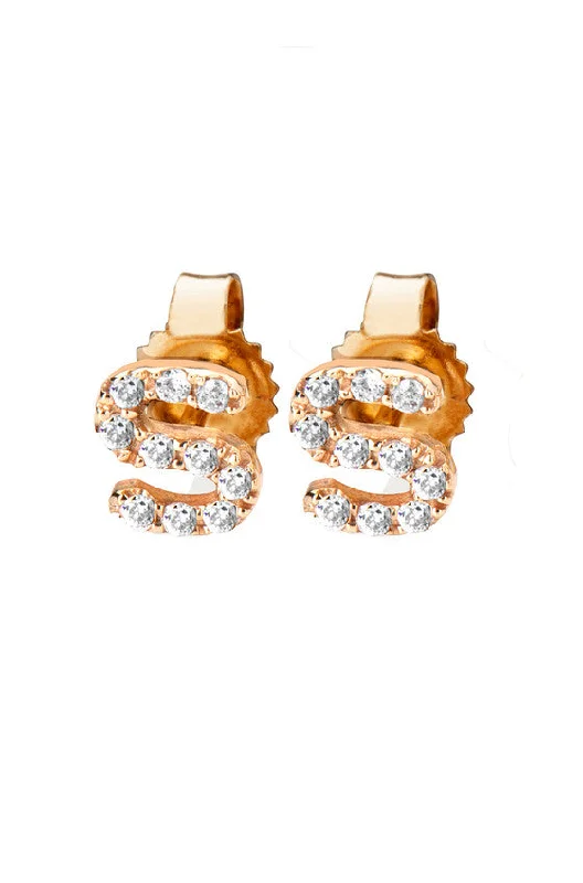 women's earrings with stud design -Diamond Initial Stud Earrings