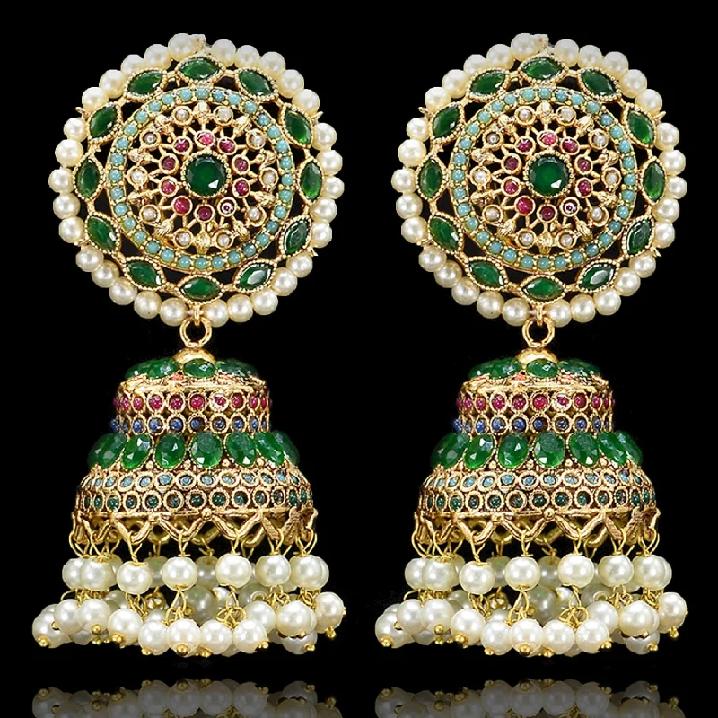 women's earrings with stud design -Abrish Earrings - Emerald