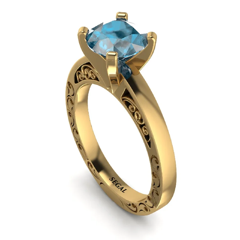 women's engagement rings with bold design -Vintage Solitaire Aquamarine Ring - Vera No. 401