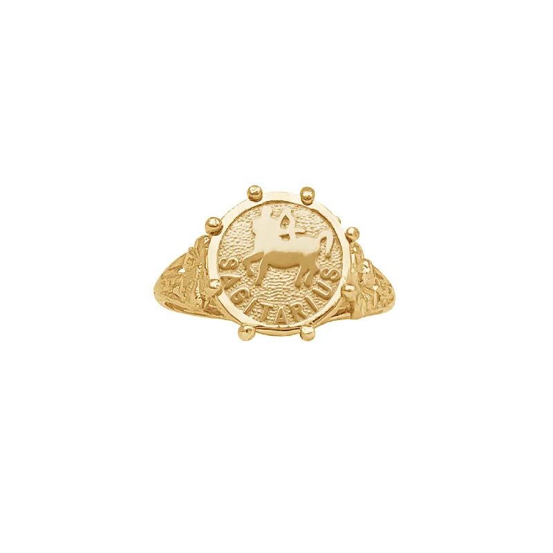 women's rings with twist band -Vintage Sagitarius Zodiac Sign Lady Ring (14K)