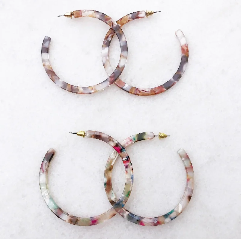 women's earrings with festive style -Resin Tortoiseshell Hoops