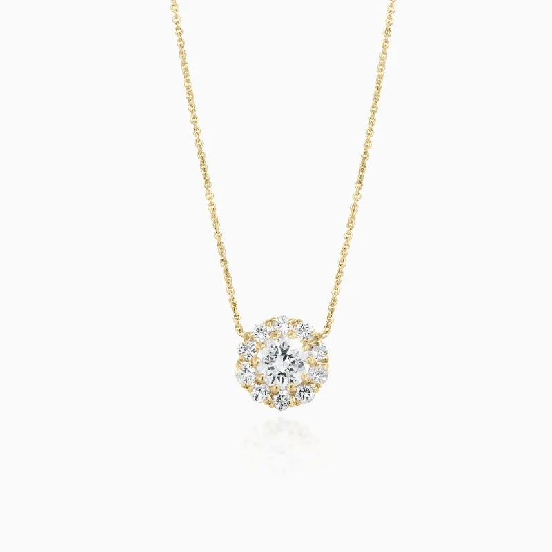 women's necklaces with minimal design -Flower Halo Diamond Necklace