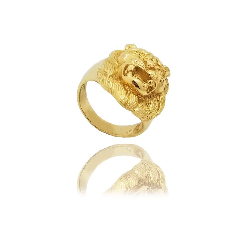 women's rings with customizable design -Lion Yellow Gold Ring (14K)