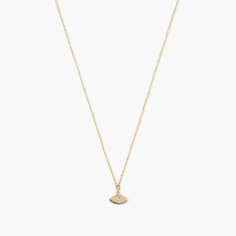 women's necklaces with statement diamonds -14k Yellow Gold Evil Eye Necklace with Diamond