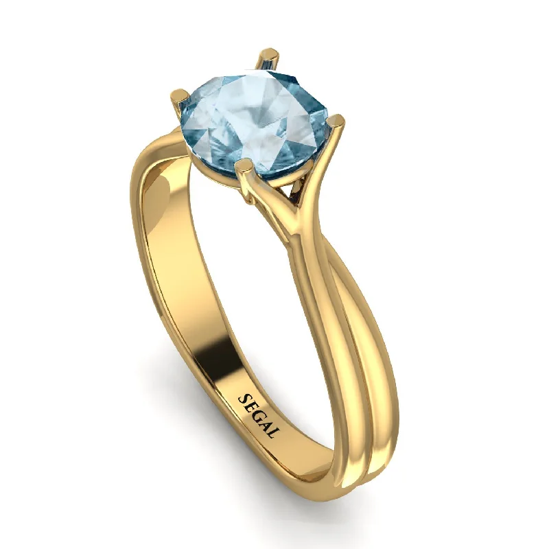 women's engagement rings with floral diamond setting -Solitaire Twist Shank Aquamarine Ring - Eleanor No. 401