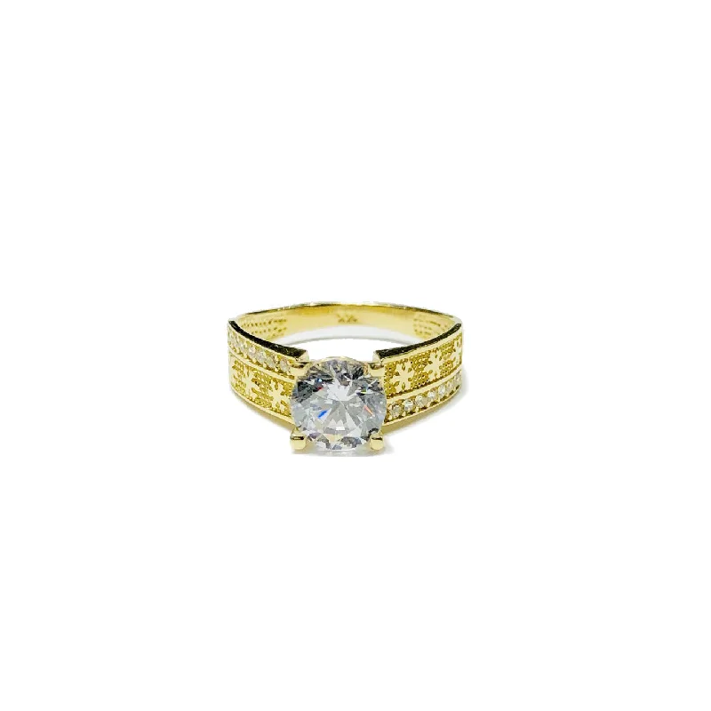 women's rings with multi-stone setting -Snowflake Shaped CZ Ring (14K)