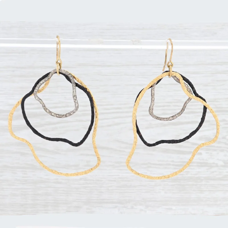 women's earrings with triangle shape -New Nina Nguyen Abstract Hoop Earrings Sterling Silver Statement Hook Dangles