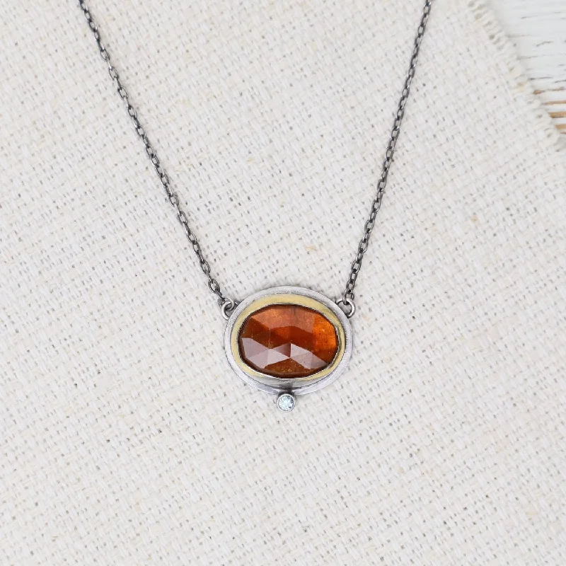 women's necklaces with radiant diamonds -Crescent Rim Necklace with Orange Kyanite