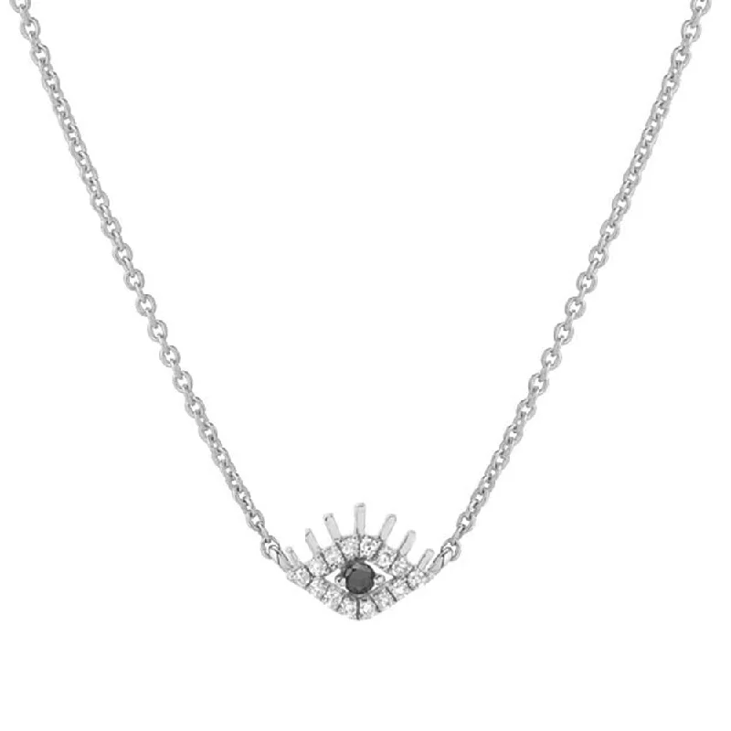 women's necklaces with modern flair -14k White Gold Petite Eye With Lashes Necklace