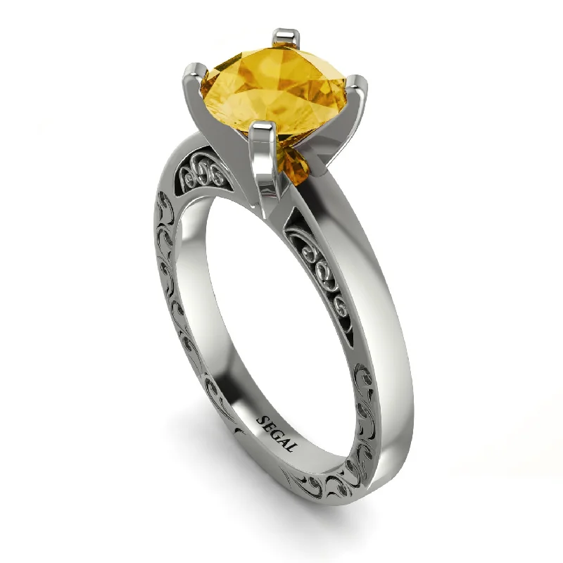 women's engagement rings with platinum setting -Vintage Solitaire Citrine Ring - Vera No. 603