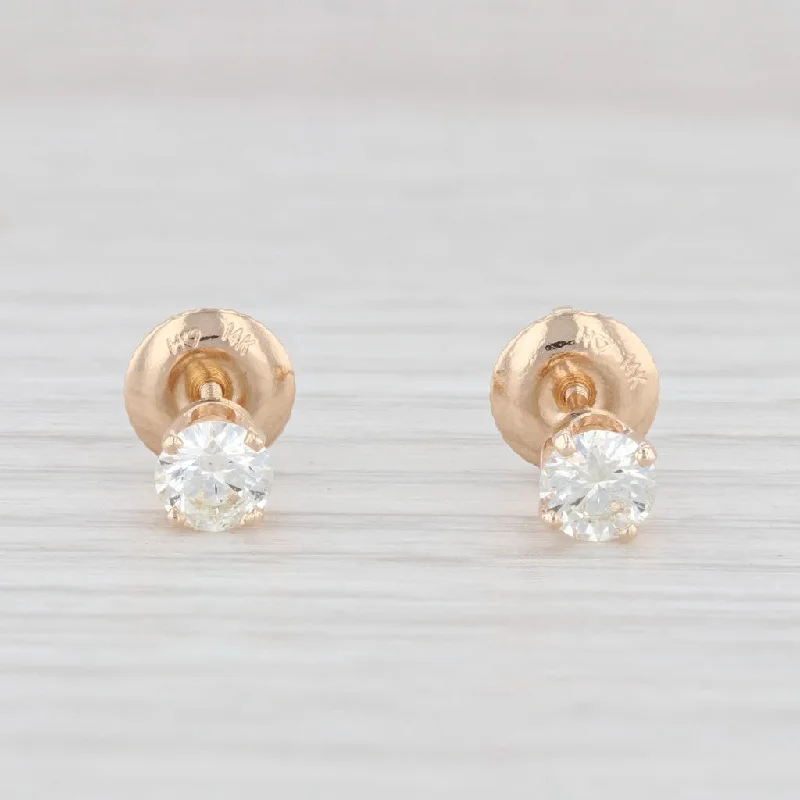 women's earrings with enamel finish -0.47ctw Diamond Stud Earrings 14k Yellow Gold Screwback Round Pierced