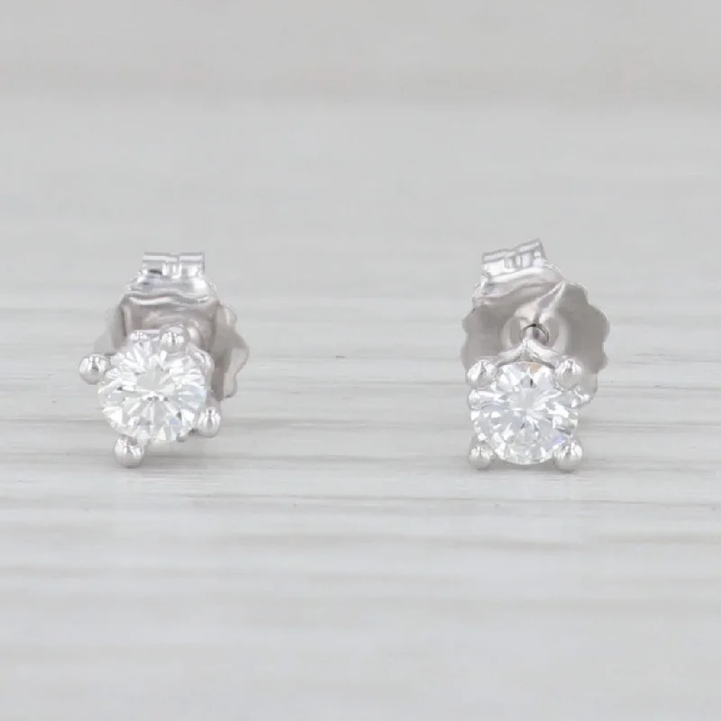 women's earrings with chandelier design -New 0.20ctw VS2 Diamond Stud Earrings 14k White Gold Small Round Solitaire Studs