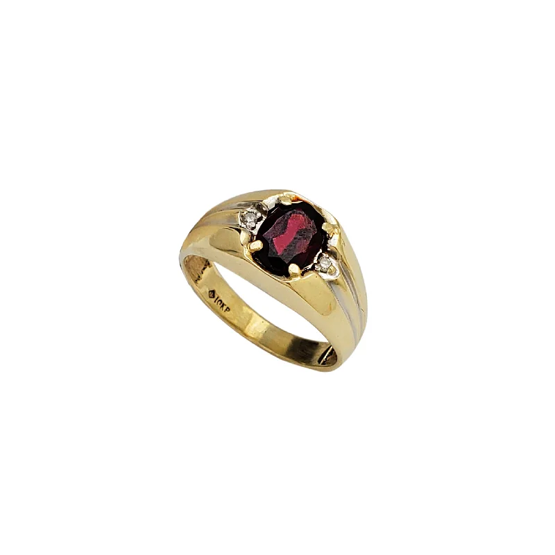 women's rings with diamond cluster -Zirconia Red Oval Men's Ring (10K)