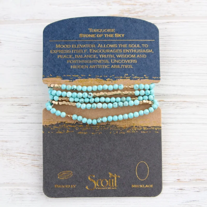 women's necklaces with aquamarine -Scout Turquoise and Gold Wrap Bracelet & Necklace